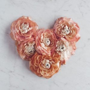 pink heart made of flower petals